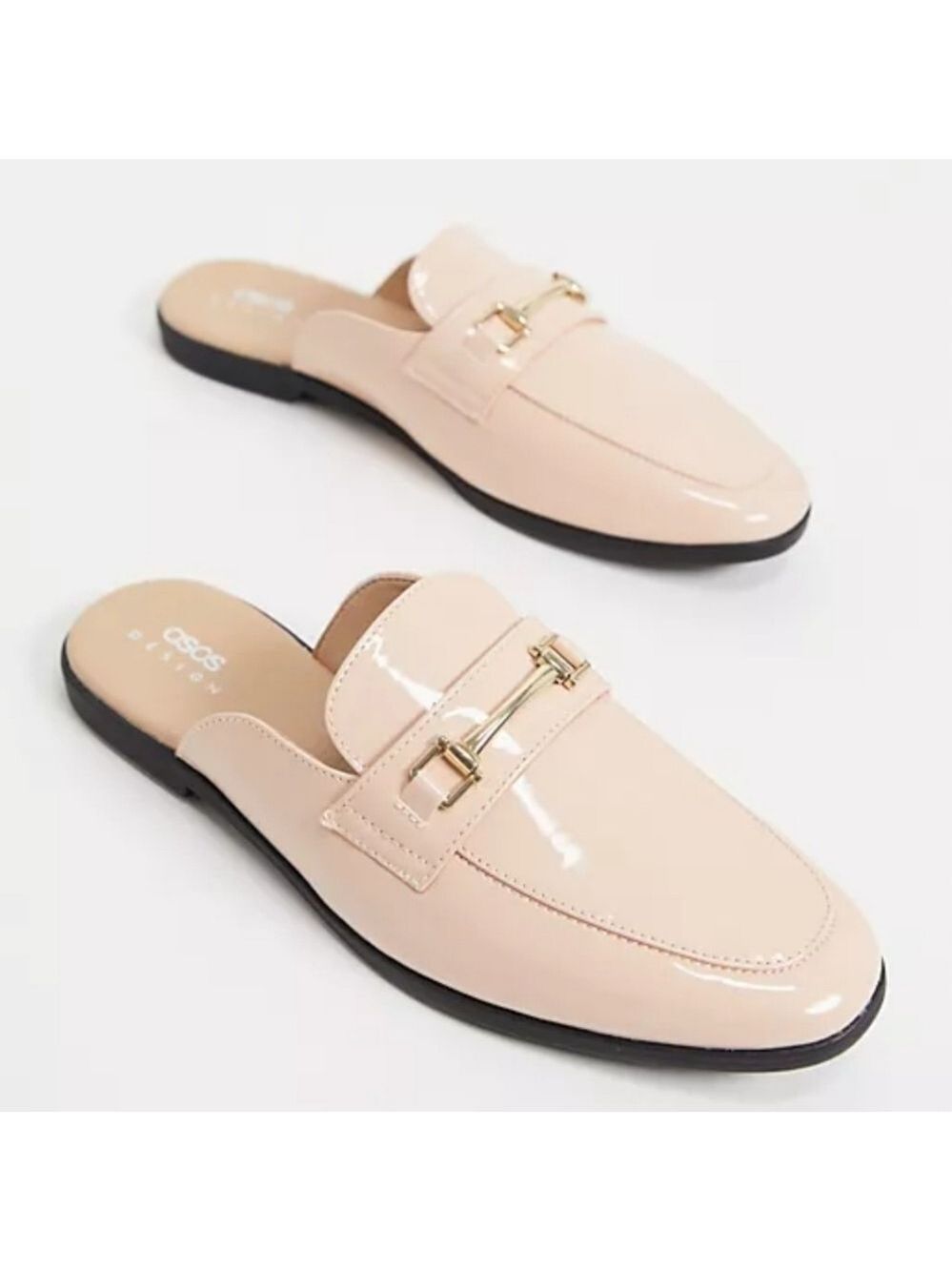 ASOS DESIGN Backless Mule Loafer In Pink Patent Faux